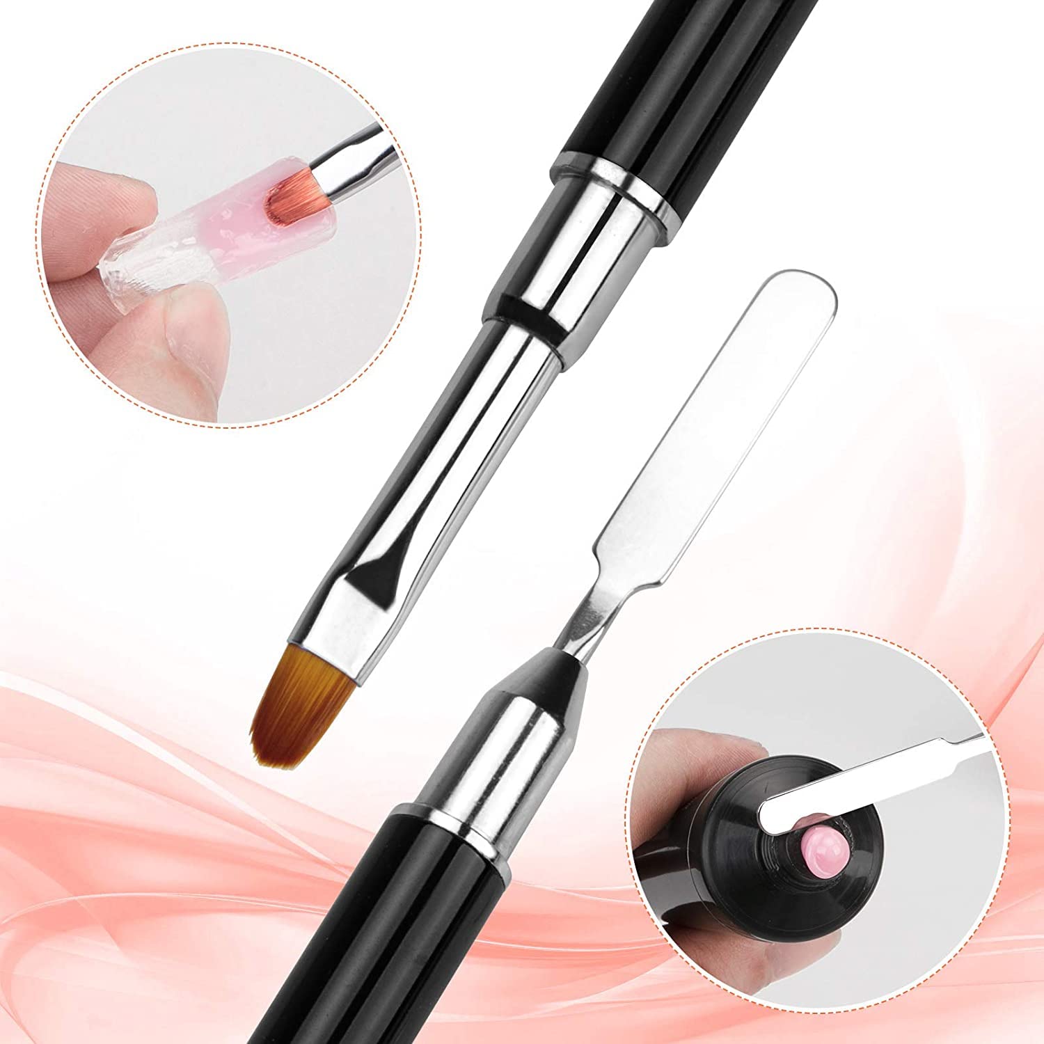Dual-Ended Poly Gel Brush & Picker - 2-in-1 Nail Brush & Spatula Tool for Acrylic & Gel Nail Extensions | Stainless Steel Professional Nail Art Brush | Perfect for Salon & DIY Manicures at Home
