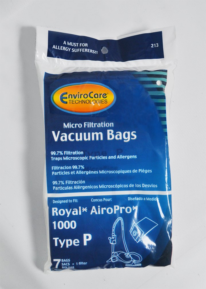 ROYAL Canister Vacuum Bags for AiroPro 1000 - 7 Bags & 1 Filter - 99.7% Microfiltration - Home Cleaning Essentials
