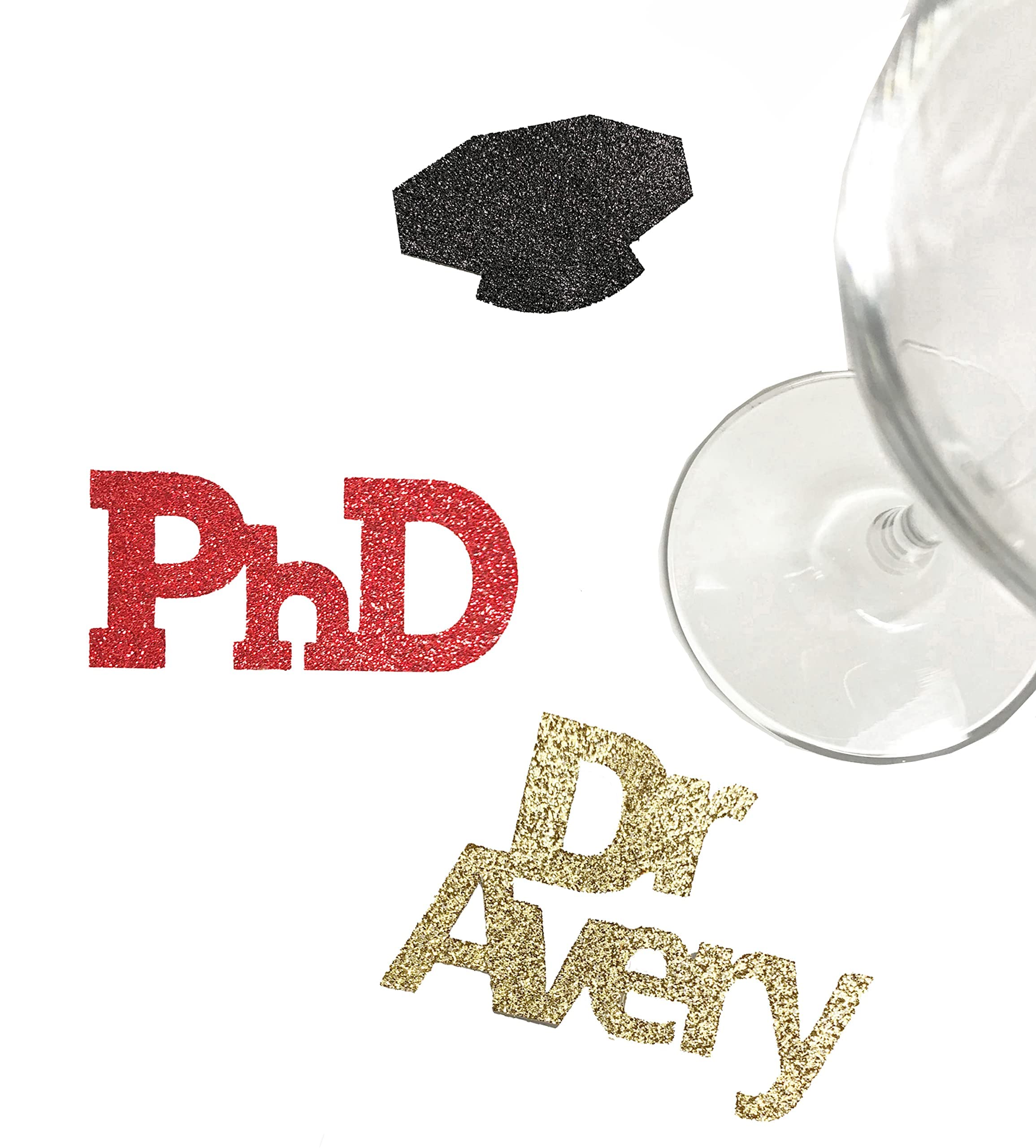 PhD Graduation Confetti Set - 25 Pieces with Doctoral Tam & Custom Name - Perfect for Doctor of Philosophy Graduation Decor (Husband/Wife/Grad) - Great for Graduation Parties, Photo Booths & Academic Celebrations