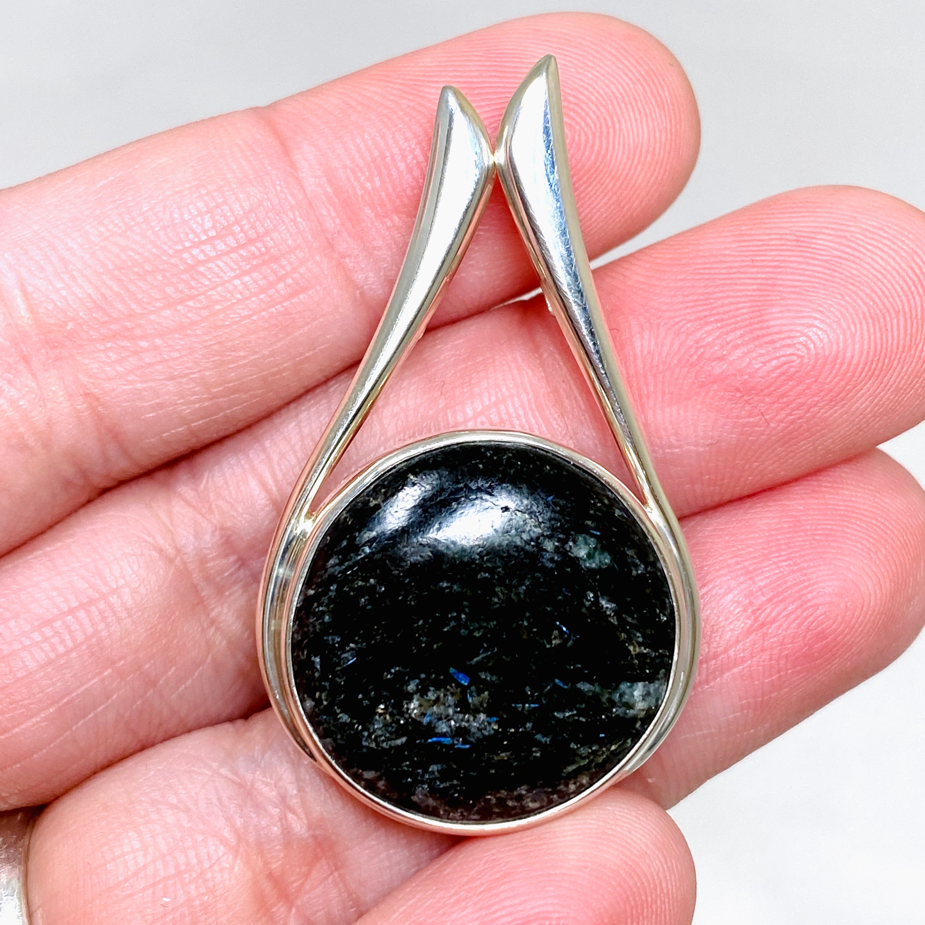 Nuummite Round Cabochon Pendant BTP 67 - Natural Gemstone Jewelry for Women, Healing Crystal Necklace - Perfect for Meditation, Spiritual Gifts & Boho Fashion