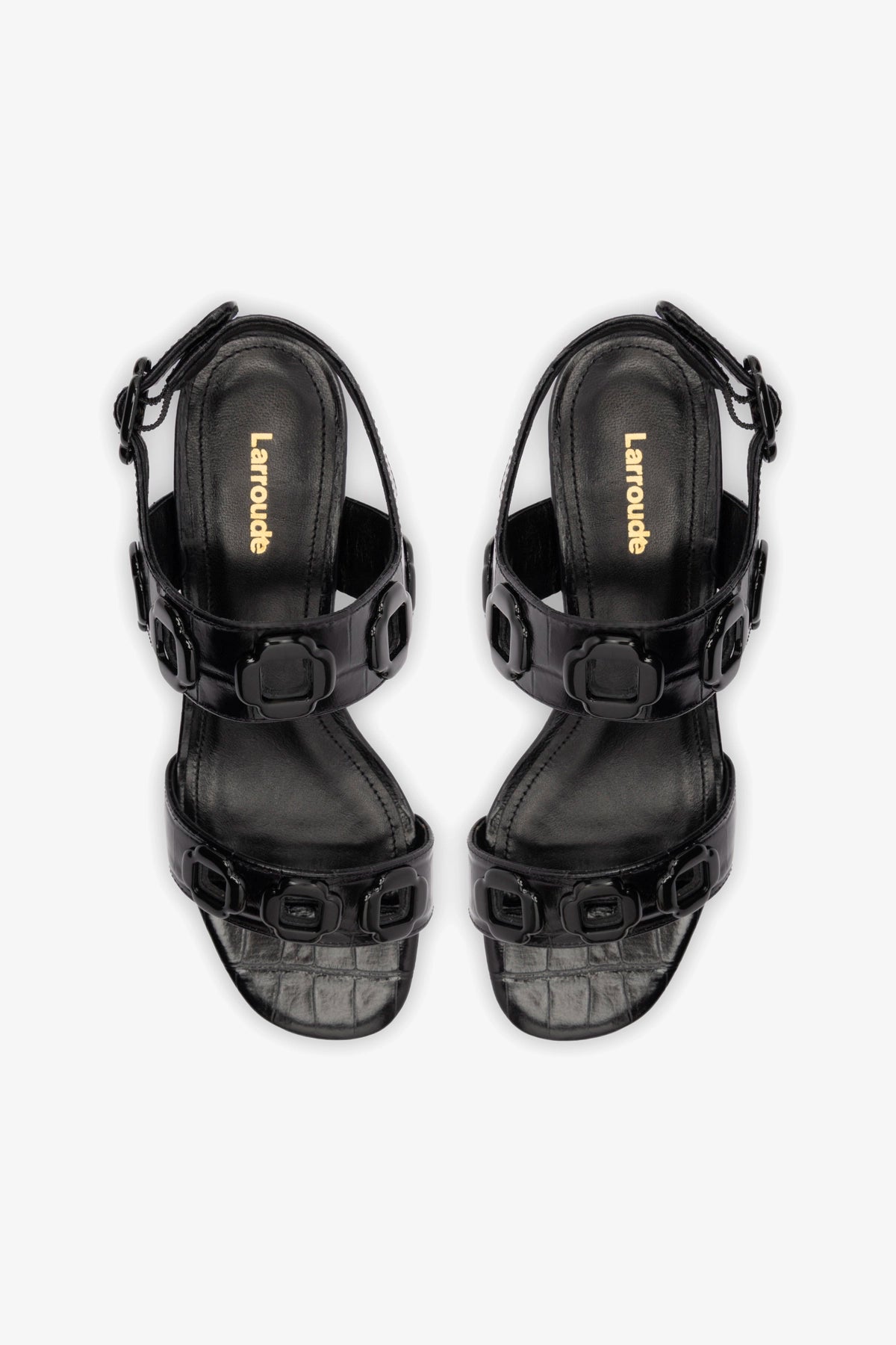 Milan Block Sandal Women's Black Crocodile Print Leather Platform Sandals - Comfortable Summer Shoes for Beach, Vacation & Casual Outfits