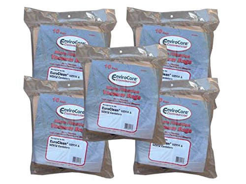 EnviroCare 50 Commercial Vacuum Cleaner Bags - Compatible with Euroclean, Kent, Nilfisk, Advance & Clarke Tank Models (UZ934, UZ932, SL011 Series, 1406905010, 1406905020) - Ideal for Office, Warehouse & Industrial Cleaning