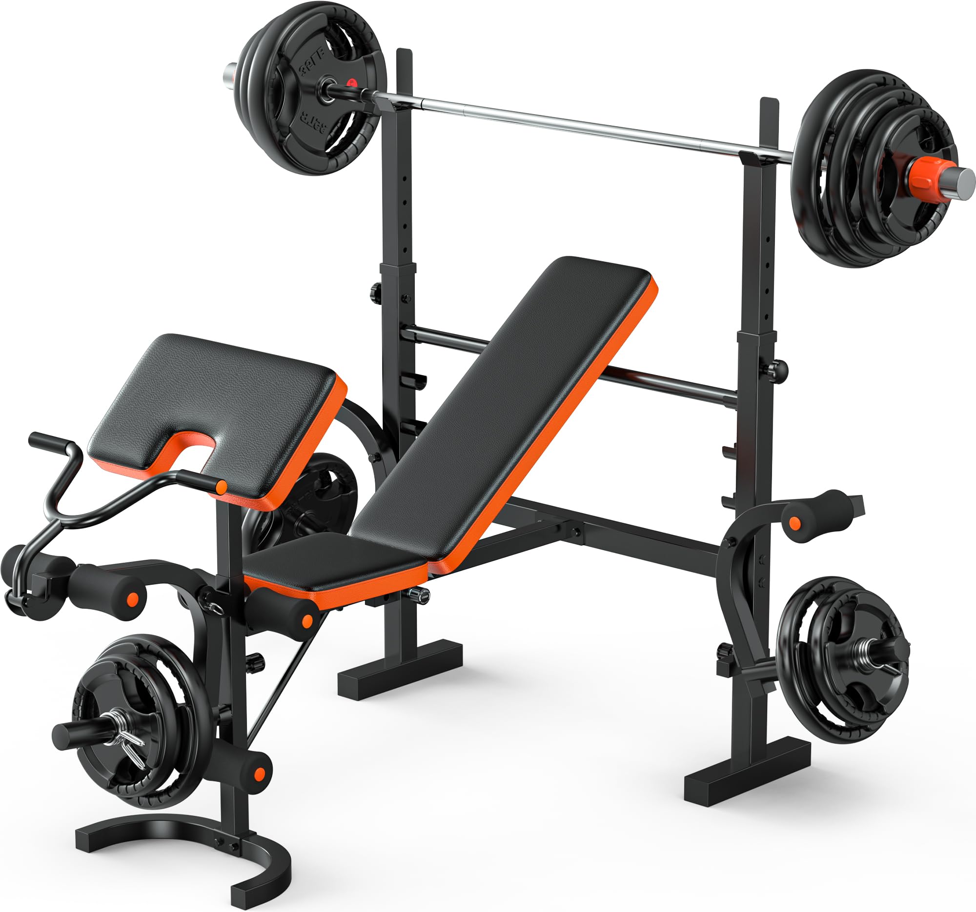 XDDIAS 770LBS Adjustable Weight Bench Set - 6-in-1 Olympic Home Gym Equipment with Leg Extension, Rack & Preacher Pad - Flat/Incline Bench Press for Strength Training - Perfect for Home Workouts & Weight Lifting Exercises