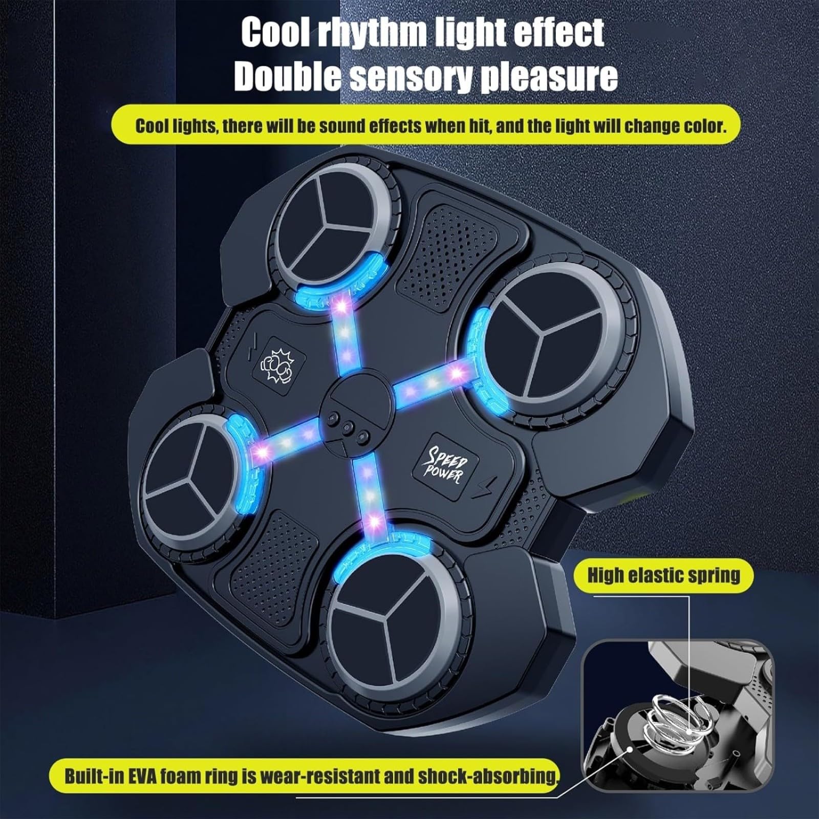 Smart Music Boxing Machine for Kids - LED Wall Mounted Boxing Trainer with Gloves - Home Gym Equipment for Boxing Training & Fitness - Perfect for Children's Exercise, Office Stress Relief & Family Workouts