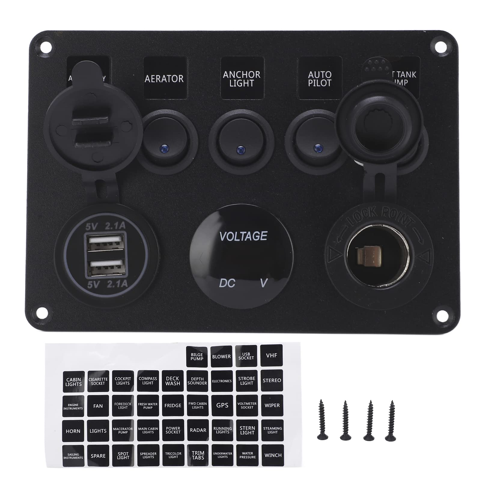 8-Gang Marine Switch Panel with Voltmeter - Waterproof, High Efficiency Protection for RV, Car, Boat & Truck | Easy Replacement & Durable for Marine & Off-Road Use