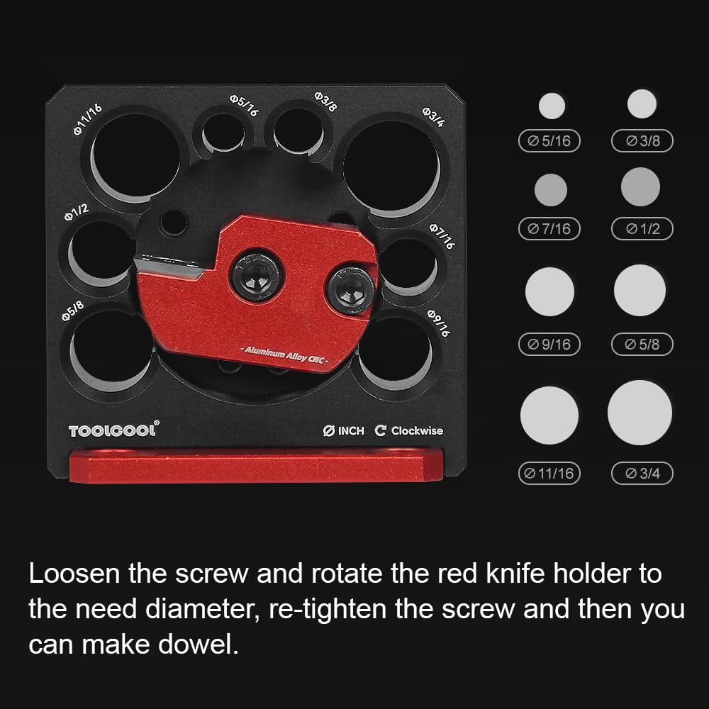 Toolcool Electric Drill Carbide Inserts Dowel Maker - High Speed Cutter Plate with 8 Imperial Holes for Woodworking & DIY Projects | Perfect for Joinery, Furniture Making & Crafting