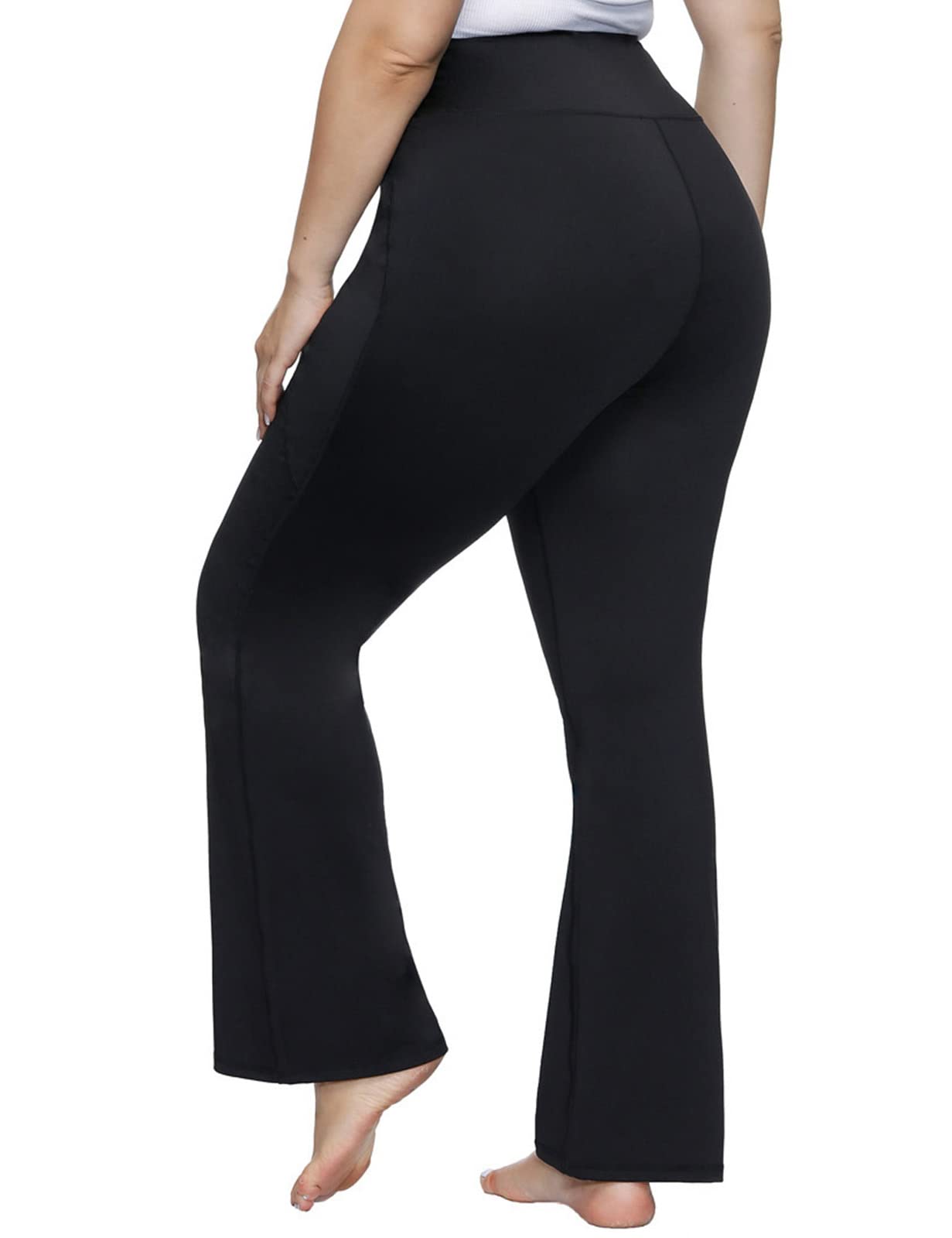 Hanna Nikole Women's Plus Size High Waist Bootcut Yoga Pants with Pockets - Comfortable Workout & Lounge Pants for Yoga, Gym, Running & Everyday Wear