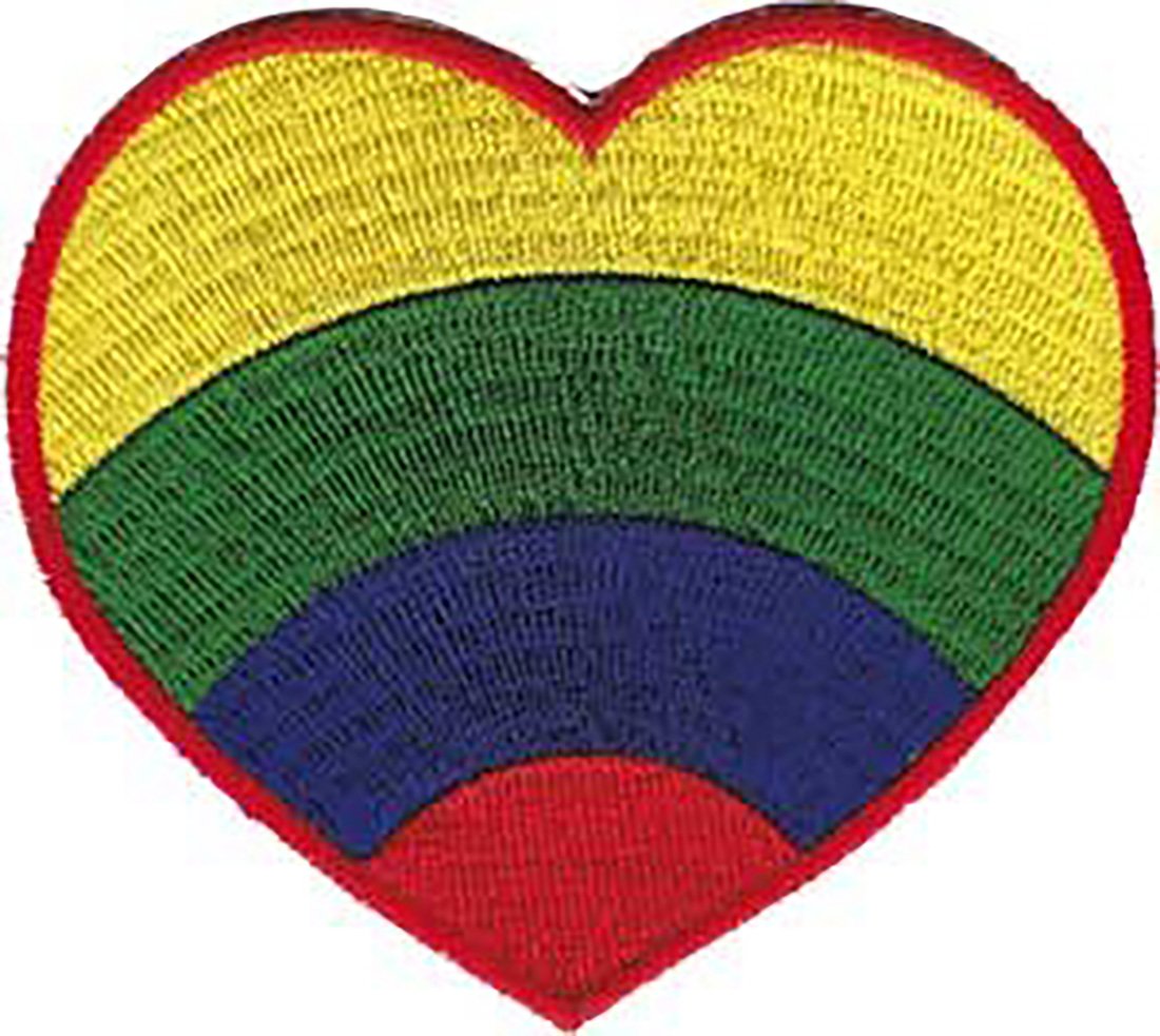 Colorful Love Rainbow Heart Iron-On Patch - Red, Blue, Yellow & Green DIY Embroidered Badge for Jackets, Bags & Denim