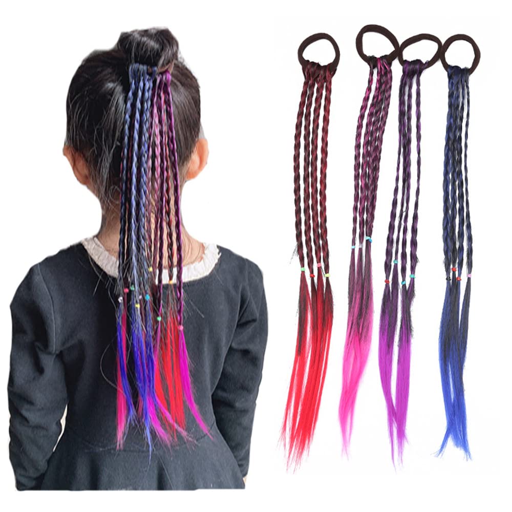 10pcs Rainbow Braided Hair Extensions for Women & Kids - Dress Up & Party