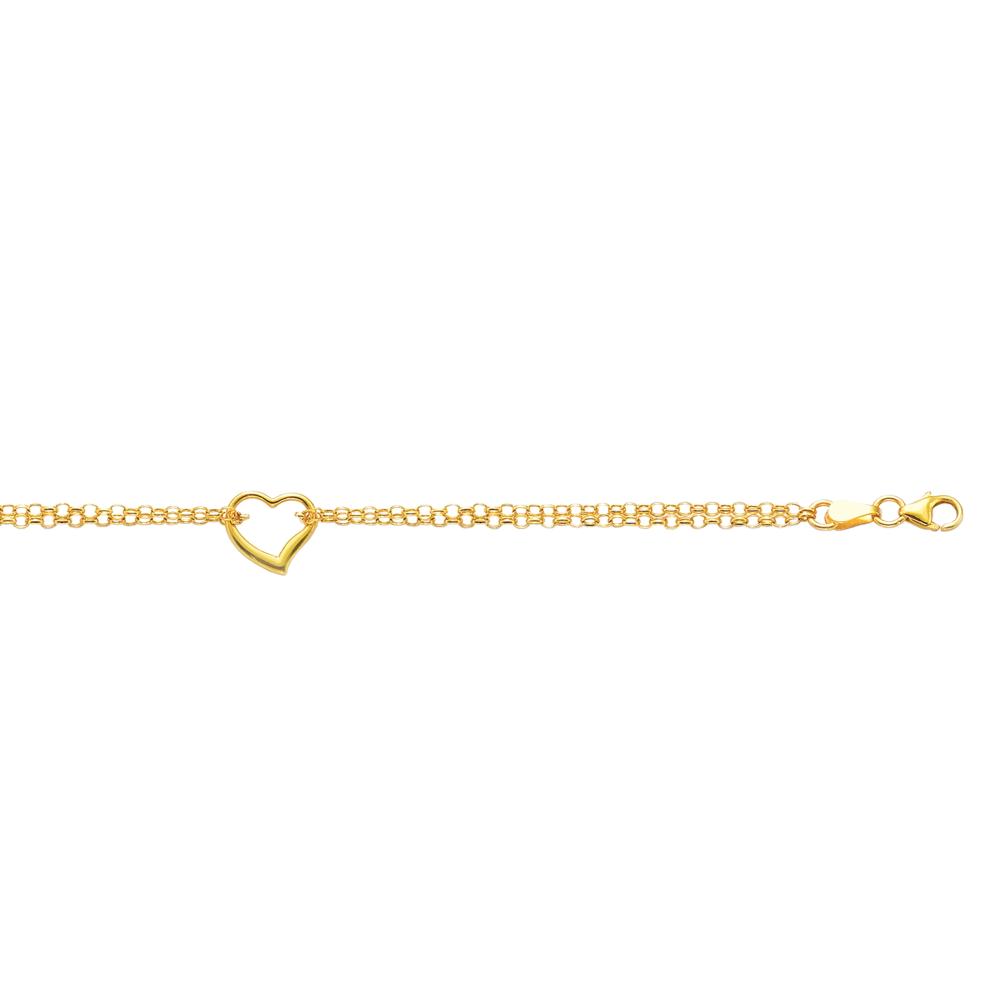 10K Gold Polished Heart Anklet - Dainty Adjustable Ankle Bracelet for Women - Perfect for Beach, Wedding & Everyday Wear