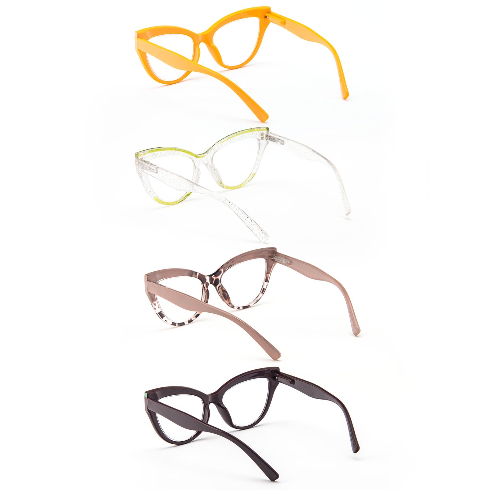 KoKoBin Blue Light Blocking Cat Eye Reading Glasses - 3 Pack Fashion Computer Glasses with Spring Hinge for Women - Perfect for Office Work, Screen Time & Digital Eye Strain Relief