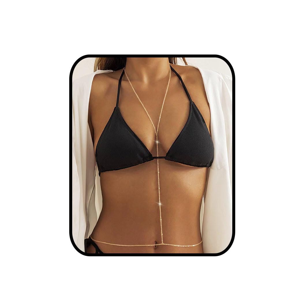 Gold Body Chains for Women - Boho Belly Chain, Waist Jewelry, Bikini Accessories & Nightclub Body Jewelry - Perfect for Beach Parties, Music Festivals and Summer Fashion