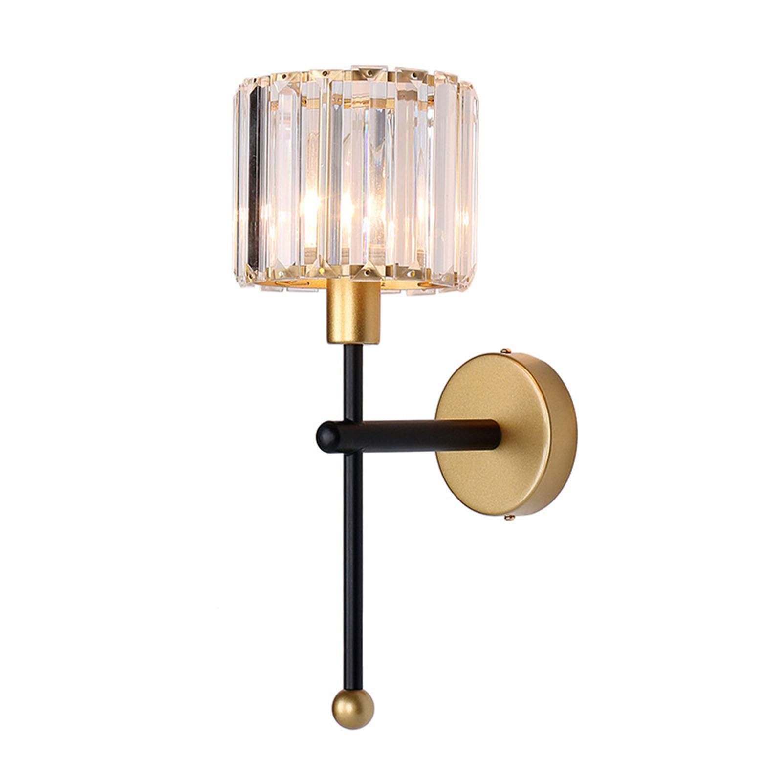 Modern Crystal Wall Sconce Light - Black Minimalist Bedroom Lighting Fixture for Bedside, Hallway & Living Room Decor