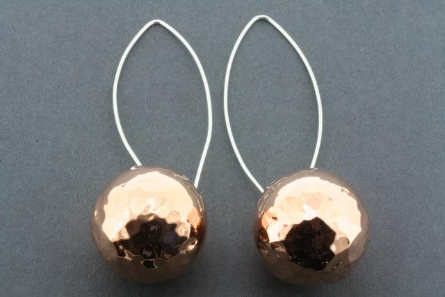 Large Battered Ball Earrings in Copper - Vintage Boho Style for Women - Perfect for Parties, Weddings & Everyday Wear