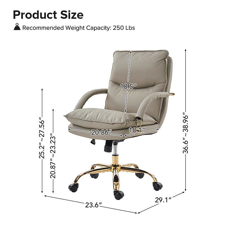 Waterproof PU Leather 360-Degree Swivel Office Chair - Ergonomic Desk Chair for Home & Office Workspace - Perfect for Long Hours of Sitting, Gaming, and Conference Rooms