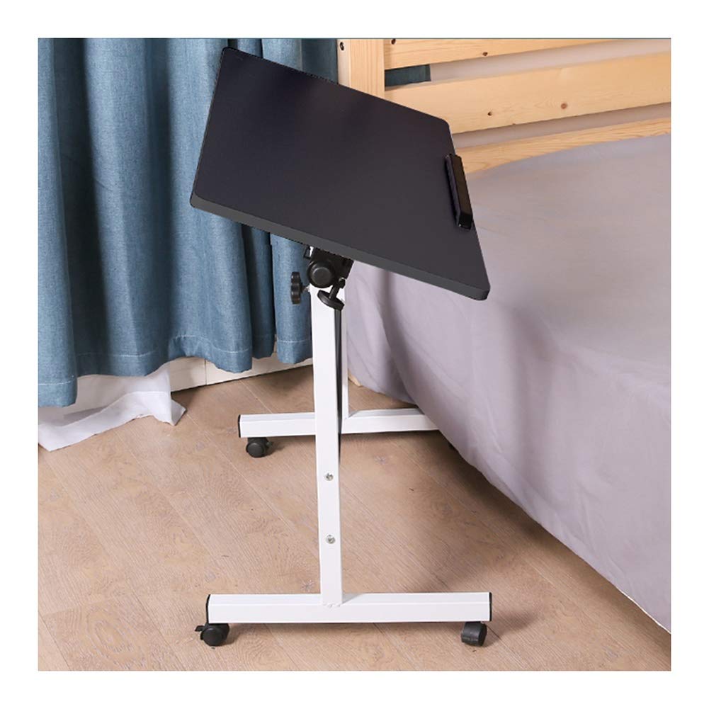 HXHN Adjustable Overbed Table with Wheels - 80x40cm Portable Laptop Stand, Mobile Bedside Table for Home Office, Hospital & Sofa Use - Black (Perfect for Working, Eating & Reading in Bed)
