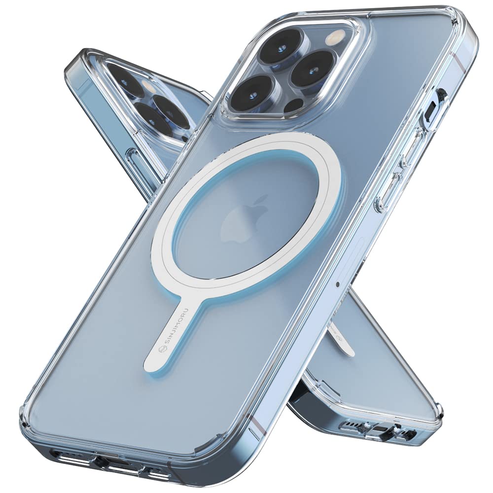 Sinjimoru Clear iPhone 13 Pro Case with MagSafe Compatibility | Anti-Yellowing UV Coating | Shockproof PC & TPU Design | 1500G Strong M-Airclo Magnet | Perfect for Everyday Protection & Wireless Charging