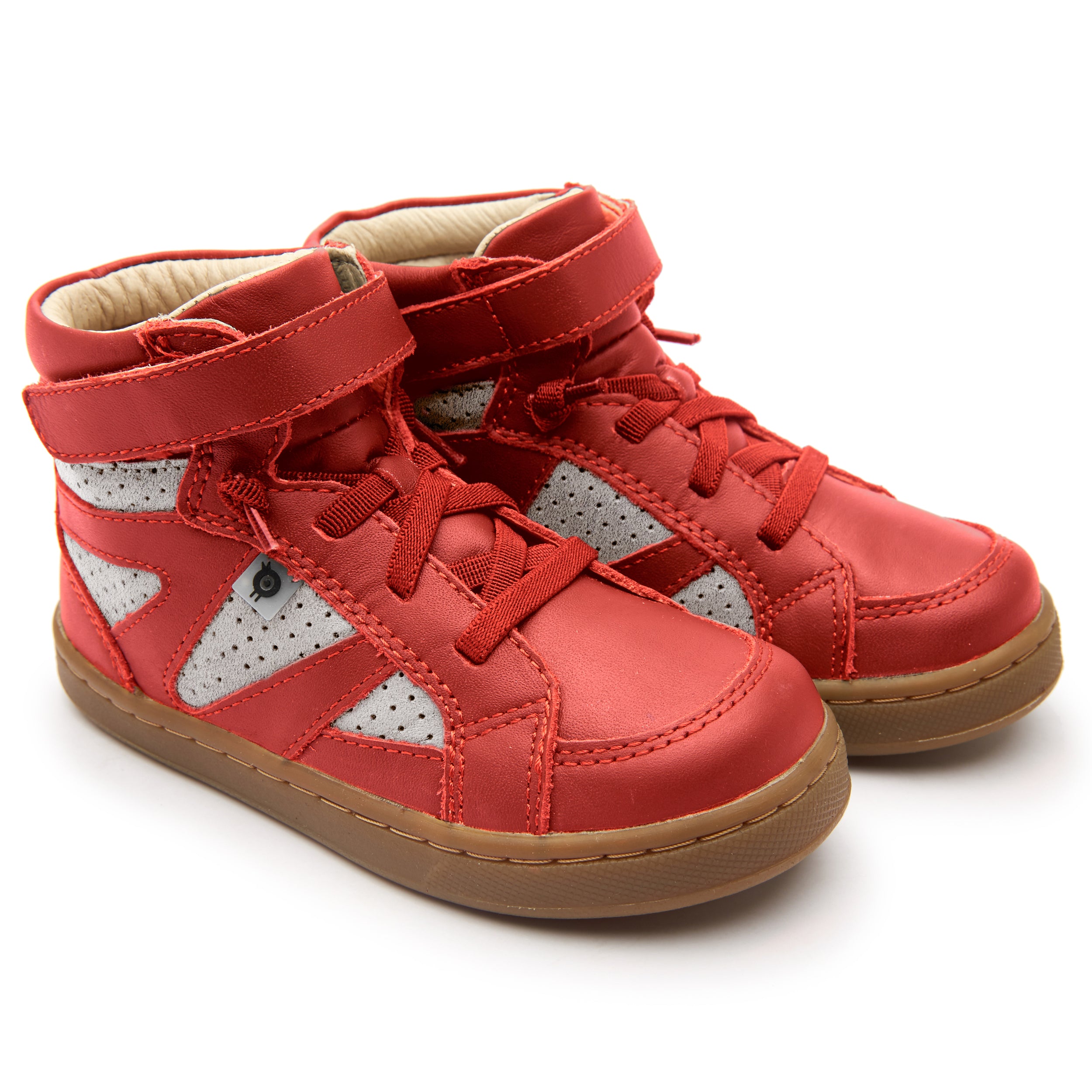 Old Sole The Squad Kids Sneakers - Red & Grey | Lightweight & Durable for School, Play & Everyday Wear