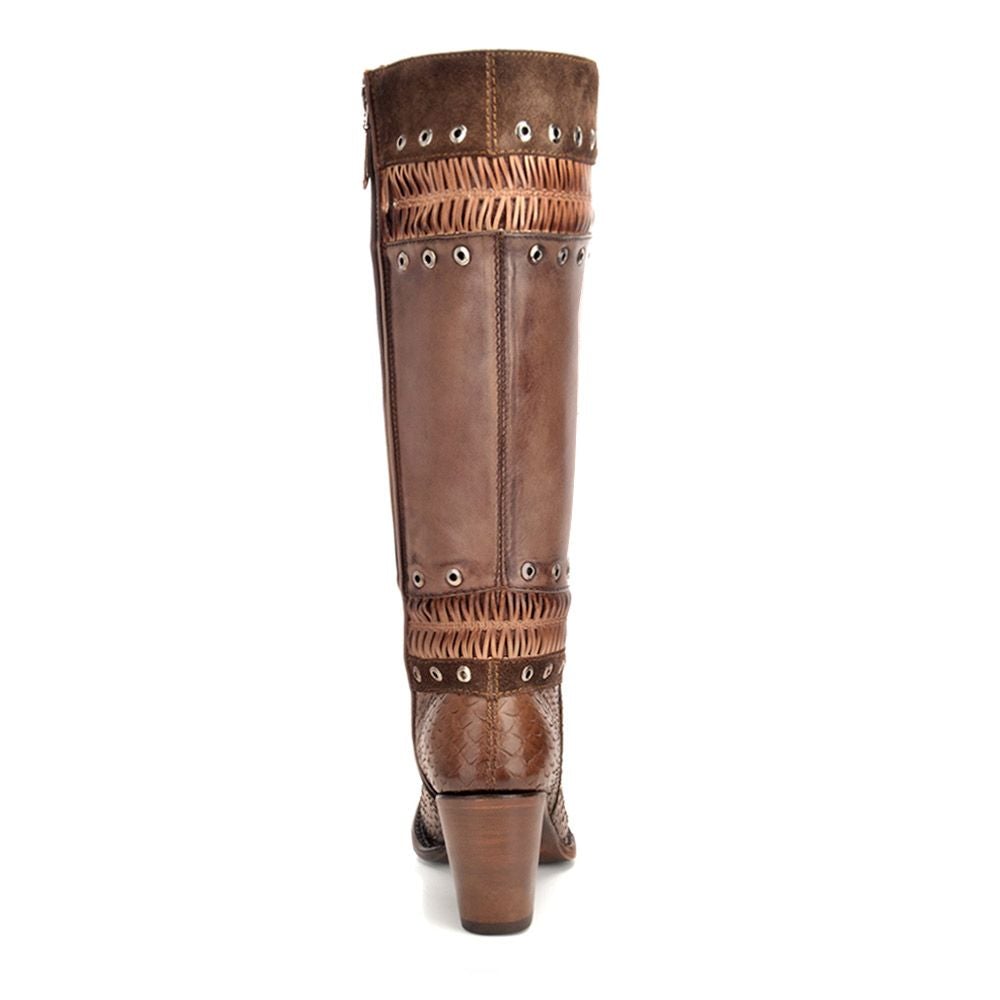 3F11PM Women's Taupe Western Cowgirl Python Snake Boots - Stylish & Comfortable for Country Dancing, Rodeo, and Cowgirl Fashion