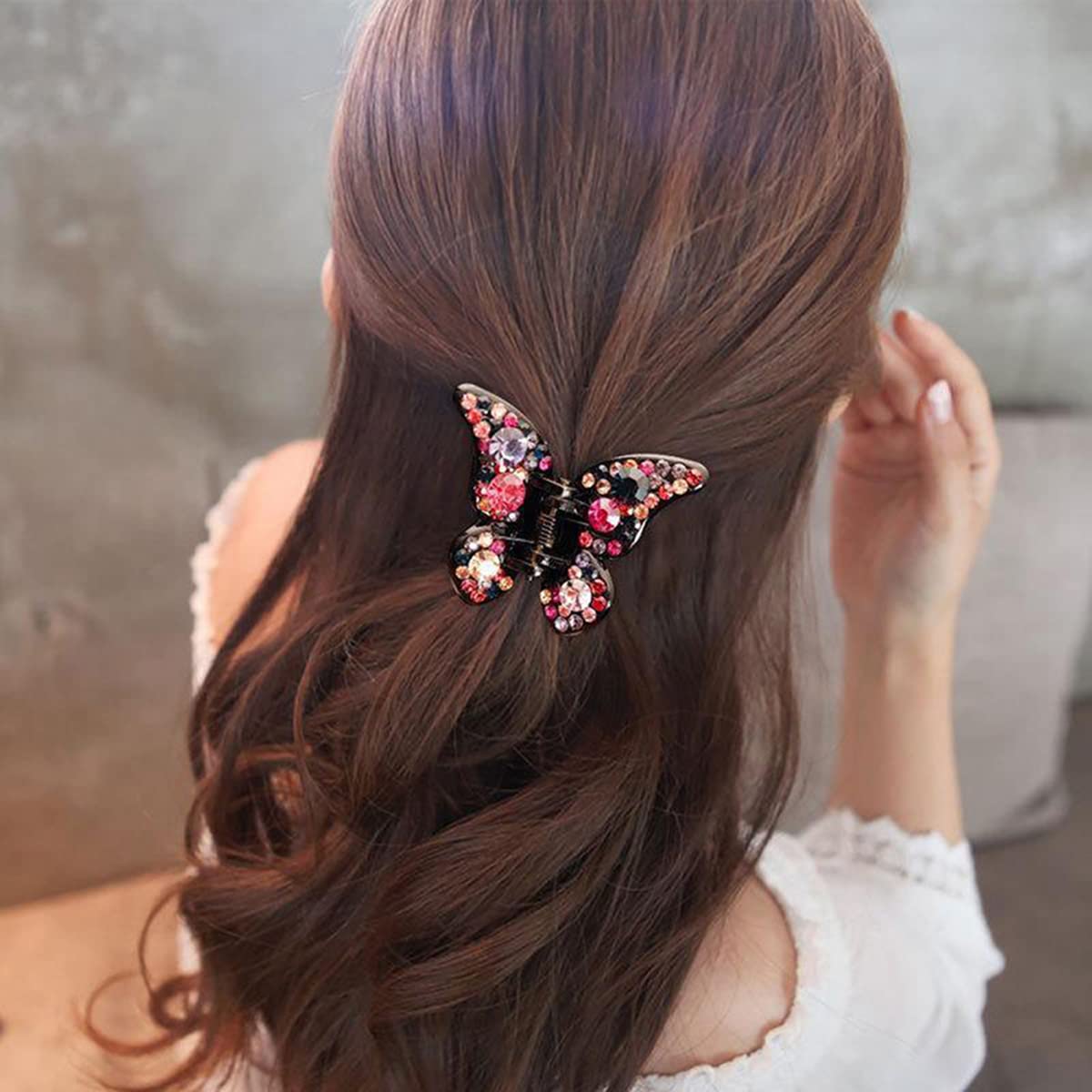 Elegant Black Butterfly Rhinestone Hair Clips for Women - 4PCS Crystal Rhinestone Claw Clips Set - Small Hair Accessories for Parties, Weddings & Everyday Style