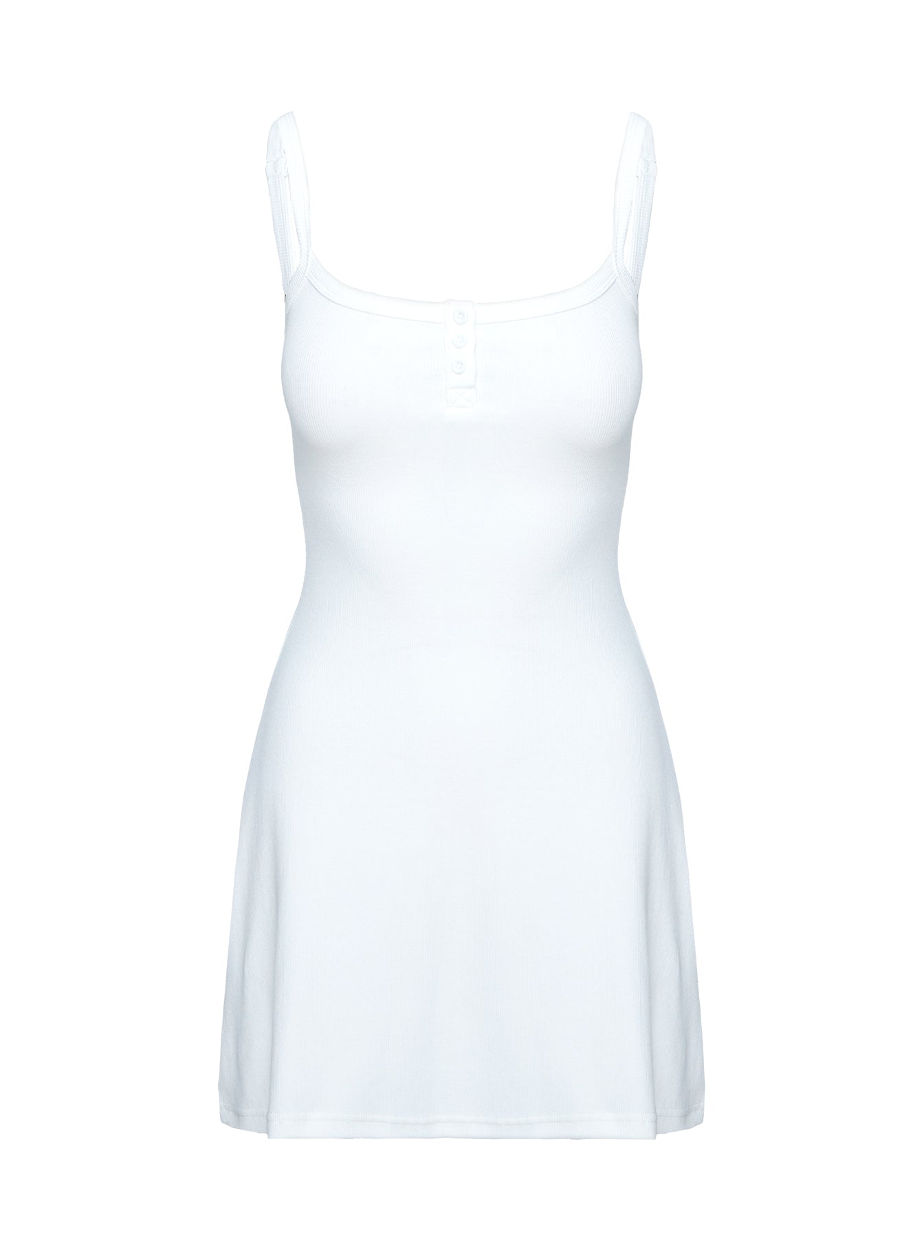 Baseline Rib Mini Dress for Women - White Slim Fit Short Sleeve Bodycon Dress for Party, Date Night & Casual Wear