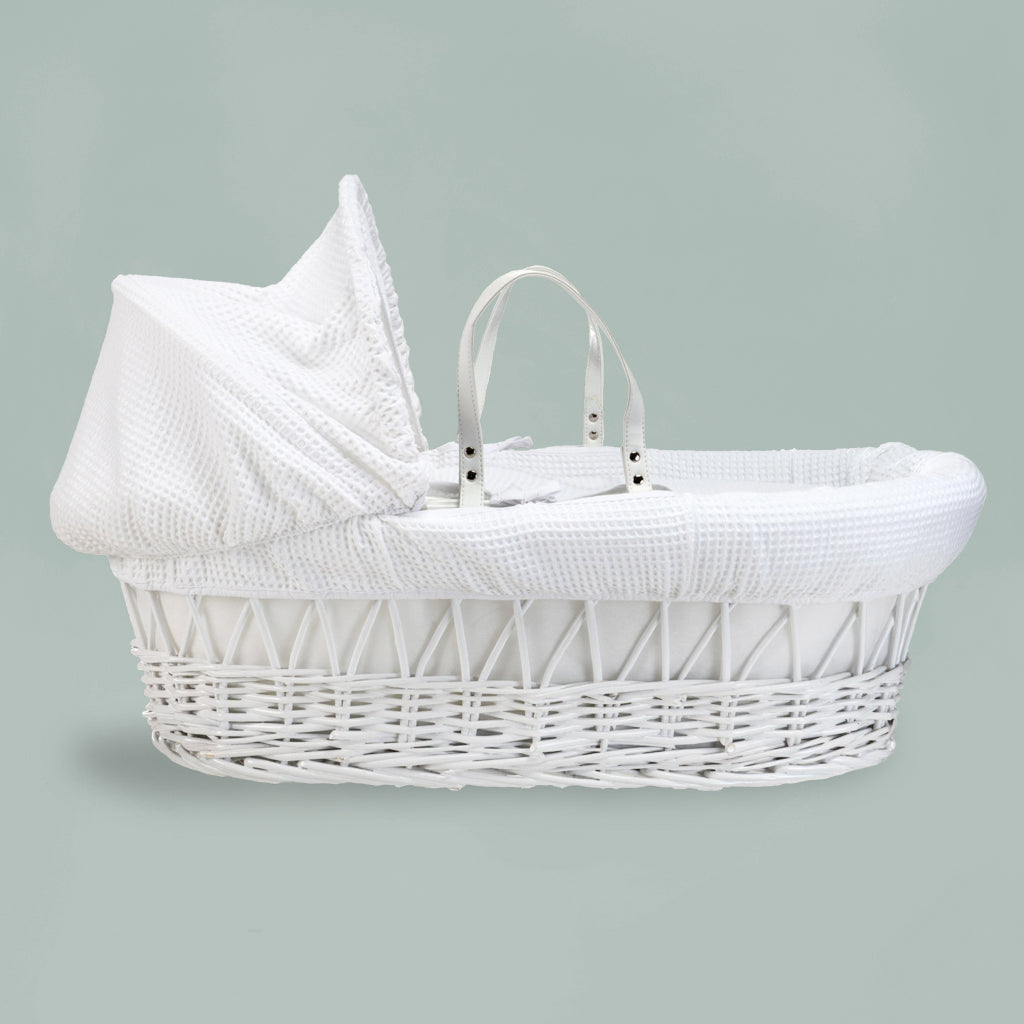Personalized Zachary Zebra Moses Basket Baby Gift Hamper - White Cotton Baby Shower Gift for Newborns, Christening & Nursery Decor