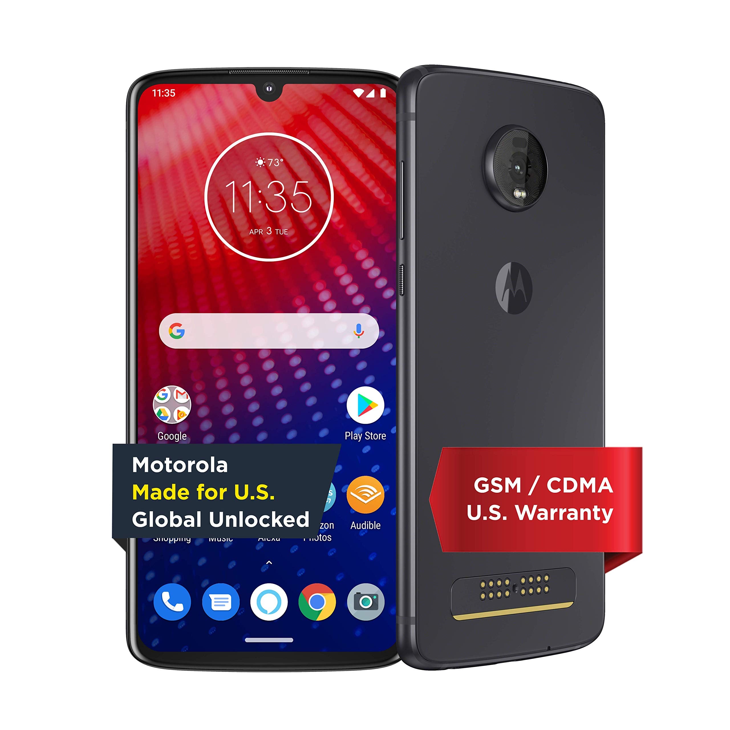 Unlocked Moto Z4 128GB Smartphone - Flash Gray | Fast Performance, Long Battery Life for Work, Travel & Entertainment