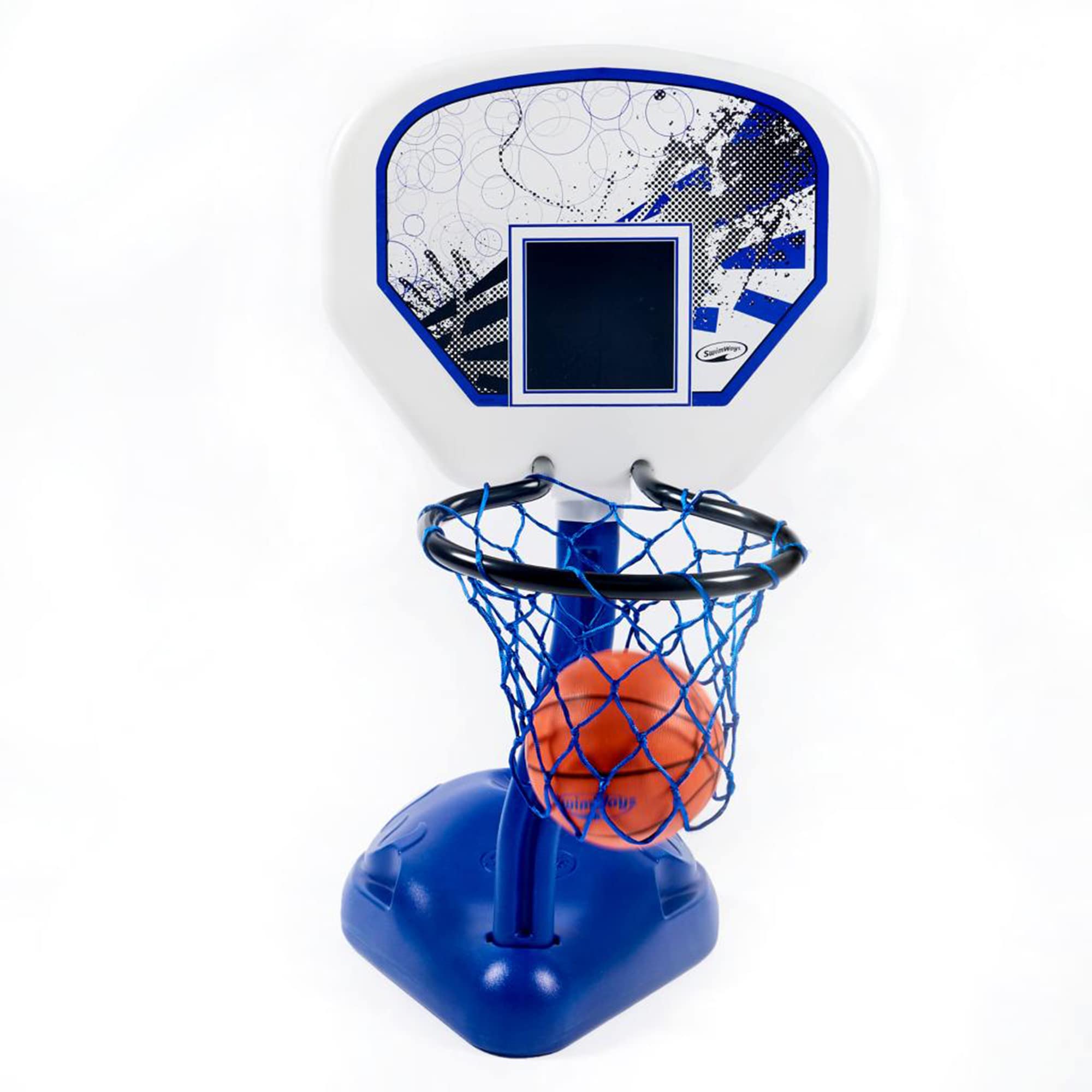 SwimWays Poolside Basketball Game Set - Portable Inflatable Water Hoop for Kids & Adults - Fun Outdoor Pool, Beach, Backyard Summer Games & Activities