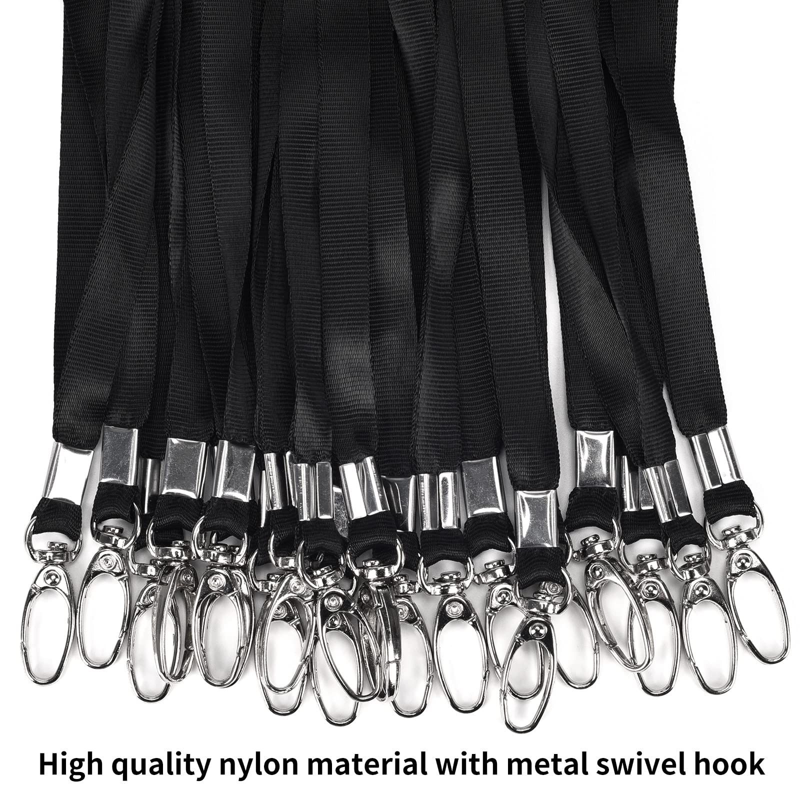 20PCS Black Nylon Lanyards with Swivel Hook for ID Badges & Keys - Office & Event Use