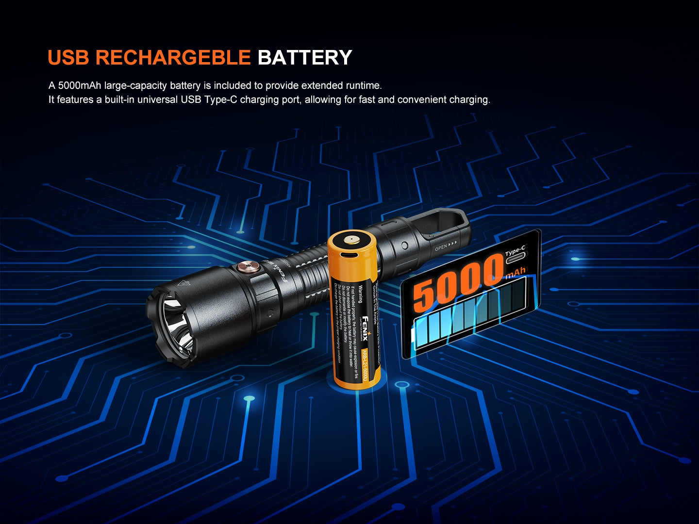 Fenix WF25RM Rechargeable Multifunctional Duty Flashlight with Cradle Charging - Perfect for Camping, Hiking, and Emergency Use