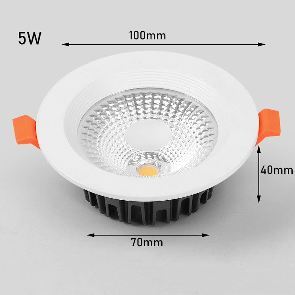 5W Recessed LED Downlight Spotlight - Anti-Glare Ceiling Light Fixture for Home Decor (500LM, 70mm Cut-Out, AC85-265V) - Perfect for Living Room, Bedroom & Kitchen Lighting