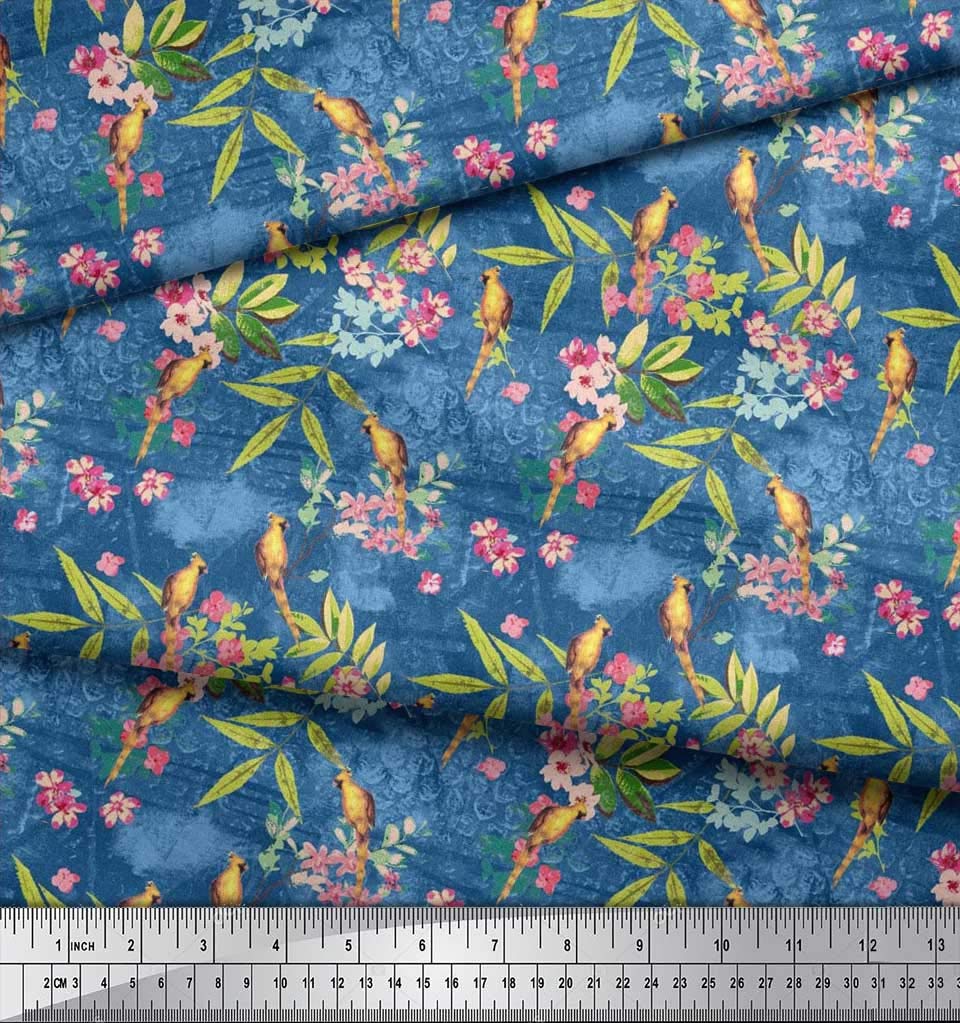 Soimoi Blue Cotton Canvas Fabric - 56