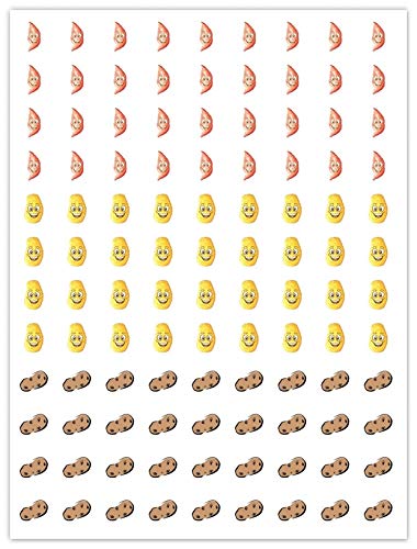 540-Piece Character Stickers Set - Stars, Shoes, Fruit, Hearts & Potatoes for Kids Scrapbooking, Journaling & DIY Crafts