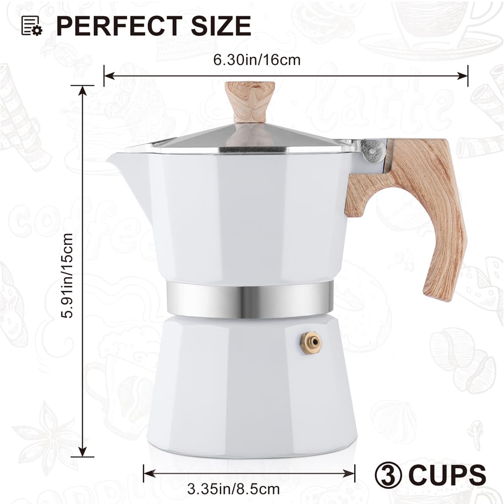 Stovetop Espresso Maker - 3 Cup Moka Pot for Cuban & Italian Coffee - Stainless Steel Stove Top Coffee Maker for Home & Office Use - Perfect for Espresso, Latte & Cappuccino