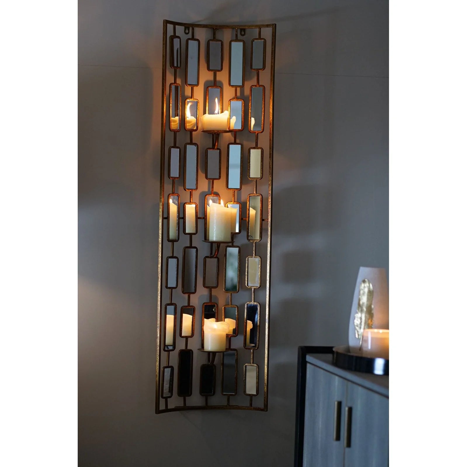 Anna 3-Light Candle Holder with Gold & Mirror Finish - Elegant Table Centerpiece for Dining Room, Wedding, and Home Decor