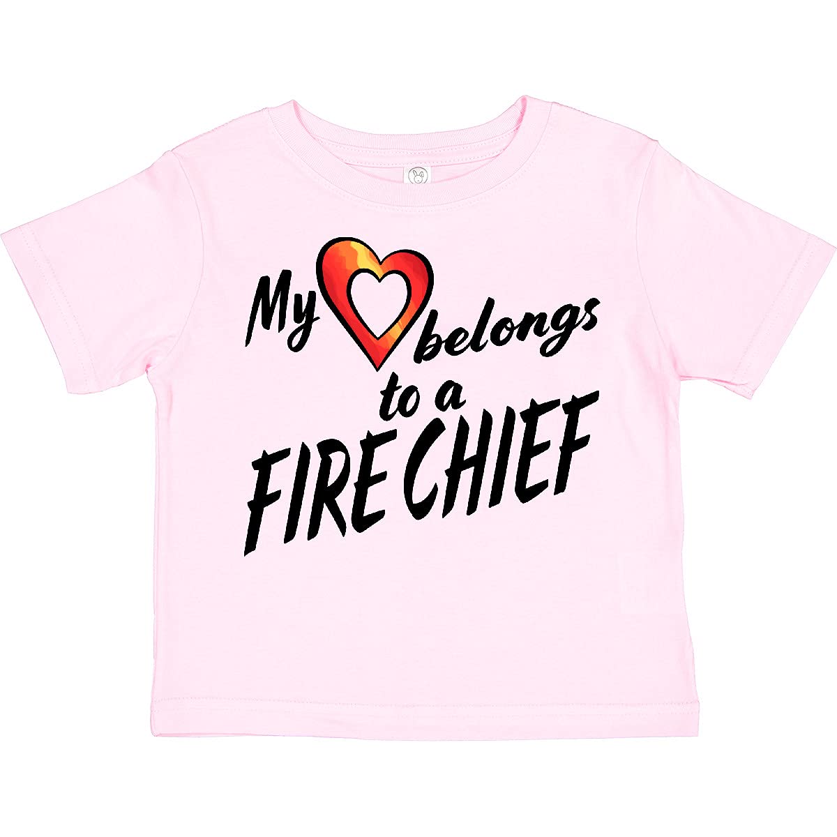 inktastic My Heart Belongs to a Fire Chief Toddler T-Shirt - Red Heart Design for Kids, Birthday Gifts & Firefighter Apparel