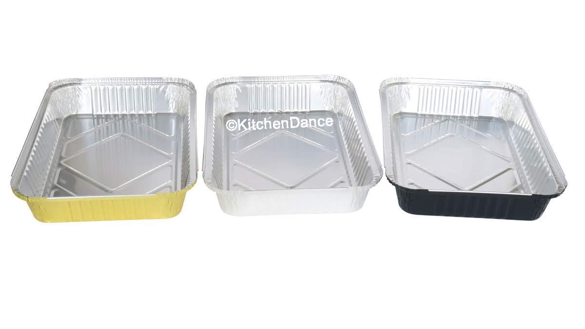 KitchenDance 4-Pound Disposable Colored Aluminum Oblong Baking Pan with Lid - Gold Foil Food Storage Container for Cakes, Lasagna & Meal Prep - Ideal for Home Kitchens, Restaurants & Catering Services (200 Count, #52180L)