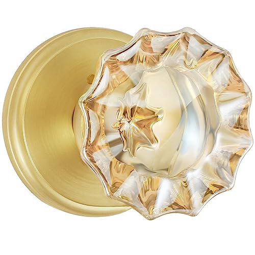 Champagne Crystal and Satin Brass Base