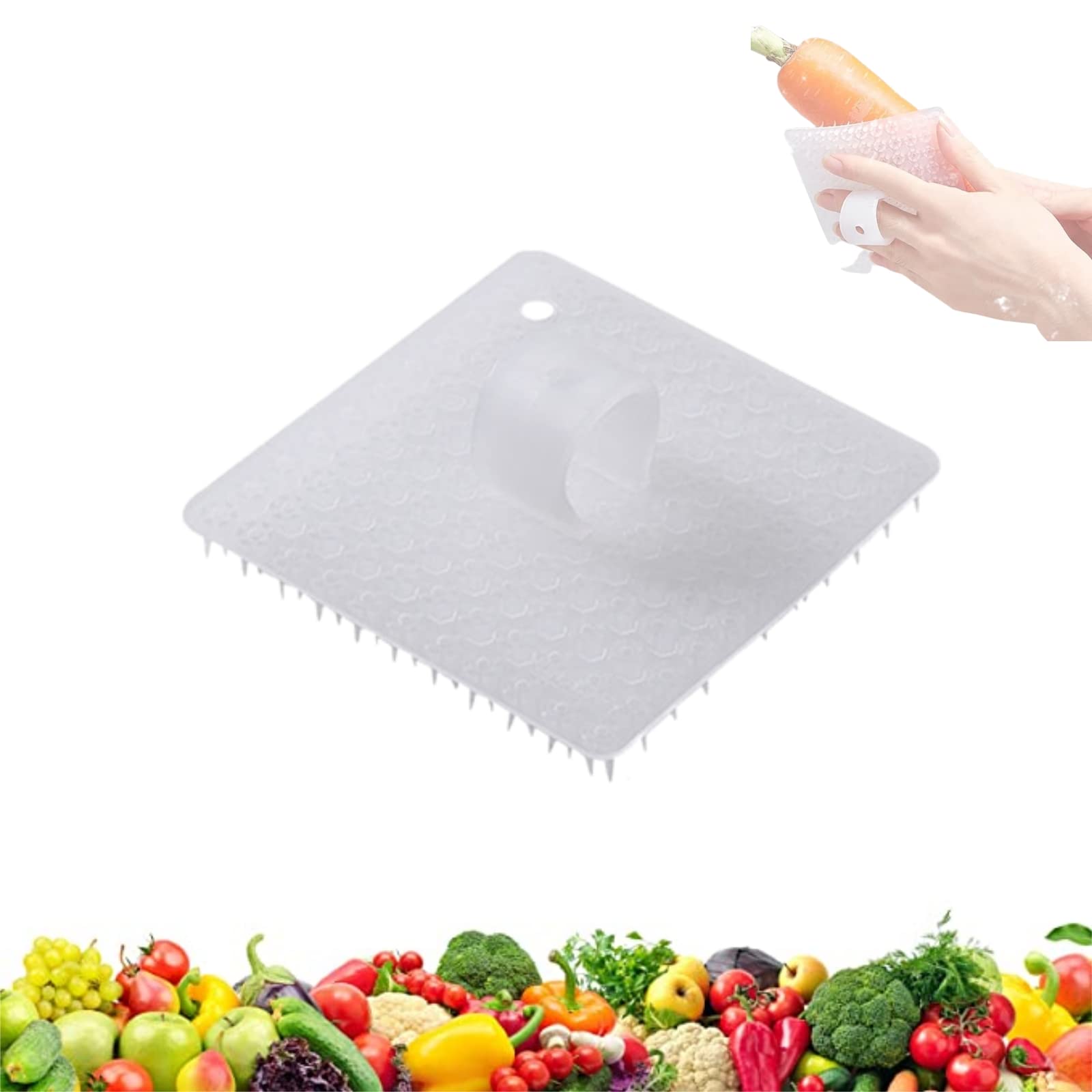 Premium Multifunctional Fruit and Vegetable Cleaning Brush - Flexible Bendable Kitchen Scrubber for Delicate or Tough Produce - Perfect for Carrots, Corn, Potatoes & More - Ideal for Organic Farmers, Home Cooks & Meal Prep (White)