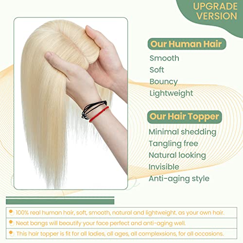 Clip in Human Hair Topper with Silk Base - Natural Looking Hairpiece for Thinning Hair - Perfect for Daily Wear, Special Occasions & Styling