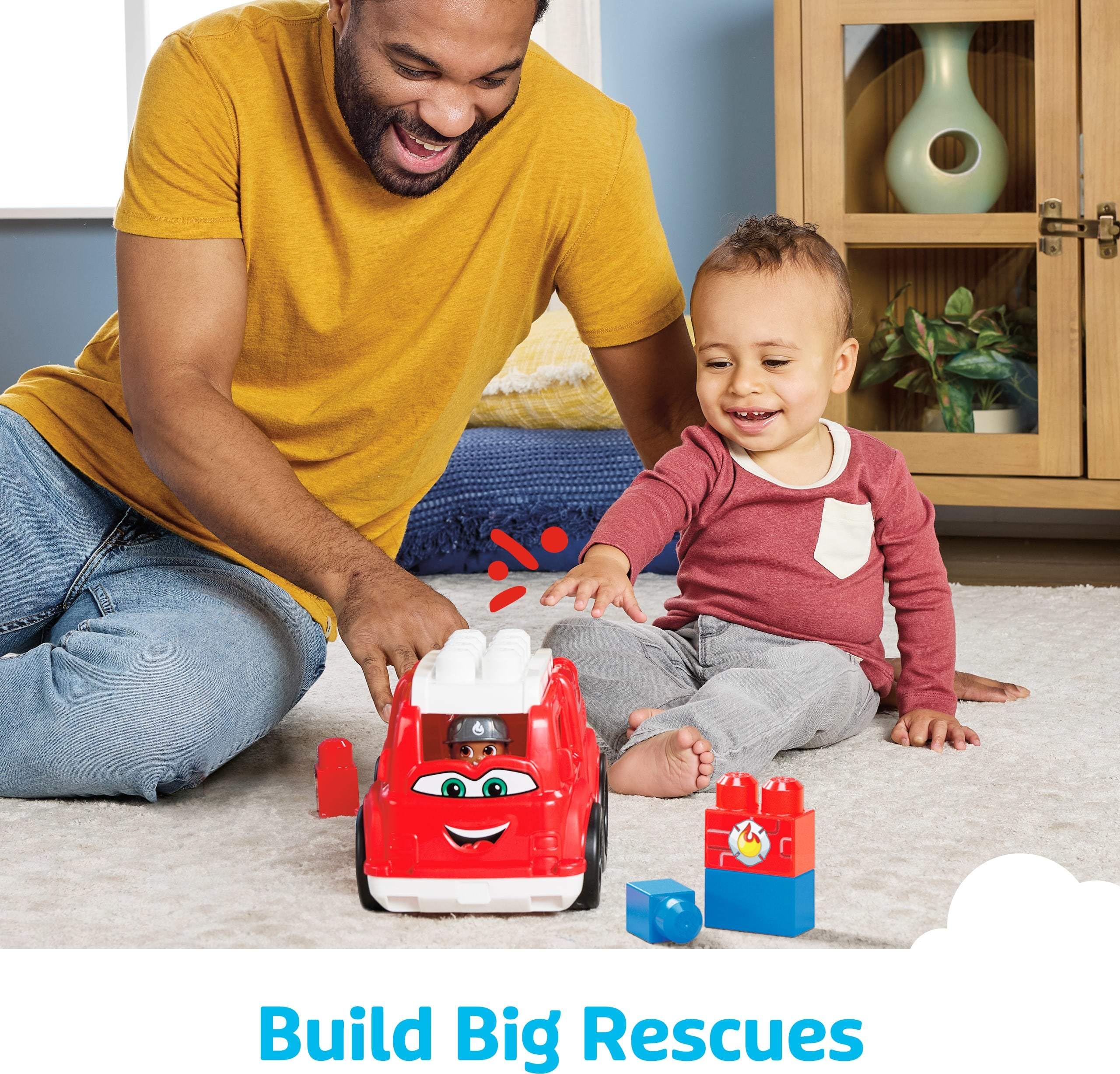 Mega BLOKS First Builders Toddler Building Blocks Toy Set - Freddy Firetruck with 6 Pieces, Storage Bag & 1 Figure, Red, Ages 1+ Years | STEM Learning Toy for Toddlers, Early Childhood Development & Creative Play