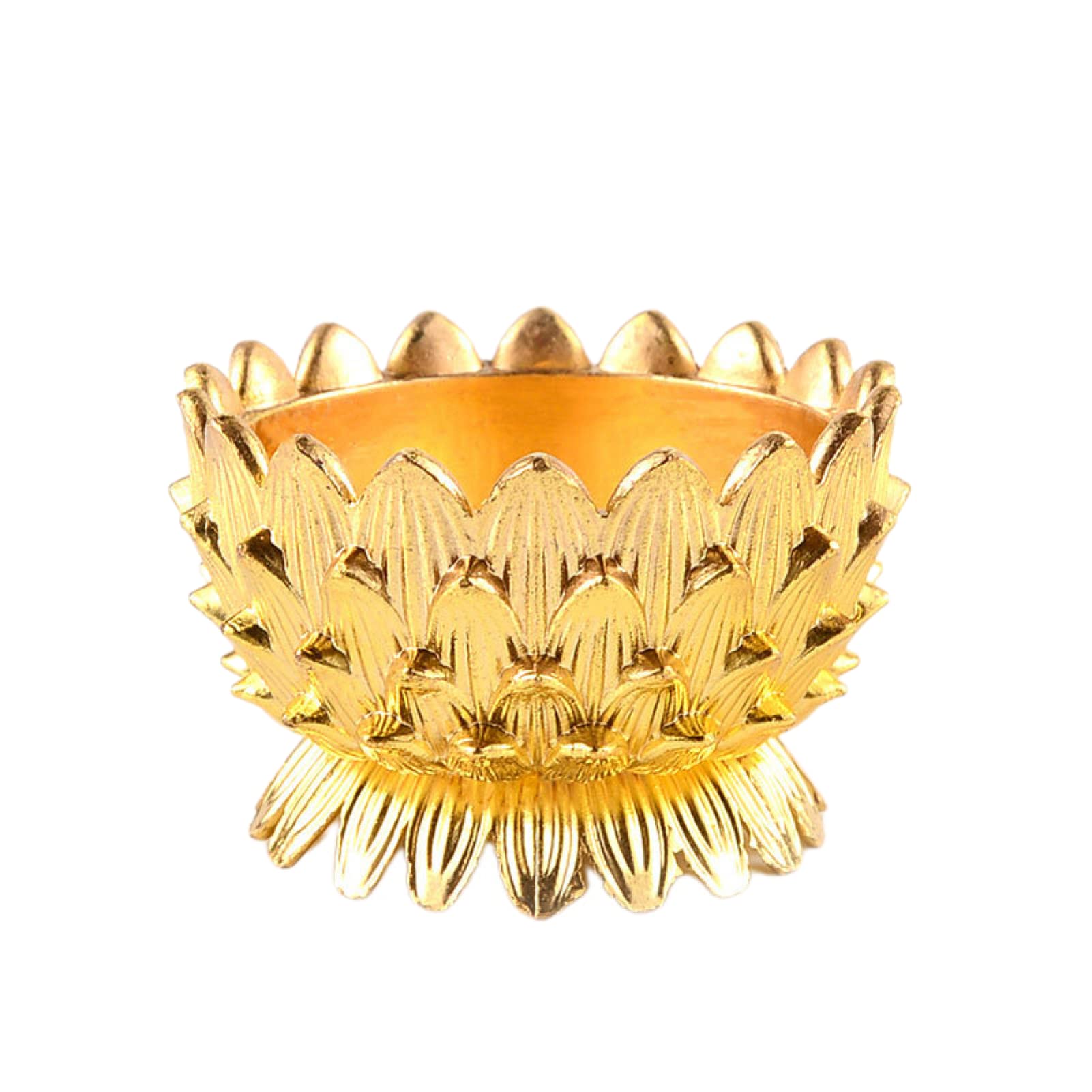 Lotus Candlestick Holder - Tibetan Oil Lamp Stand for Buddha Altar Decor, Ghee Candle Base for Meditation & Prayer - Gold Finish | Perfect for Home Shrines, Yoga Studios & Spiritual Spaces