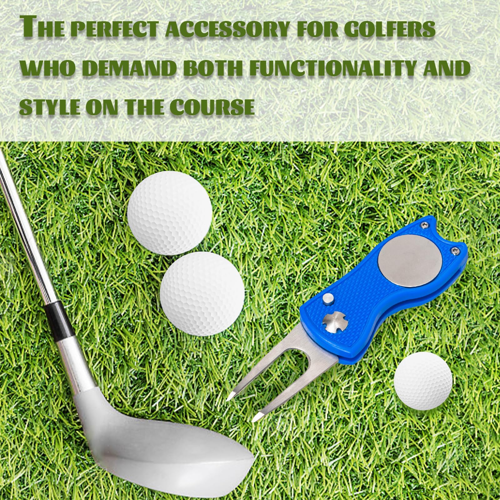 Foldable Golf Divot Repair Tool with Magnetic Ball Marker - Portable Golf Accessories for Course & Practice - Perfect for Golfers to Fix Turf & Mark Balls on Greens