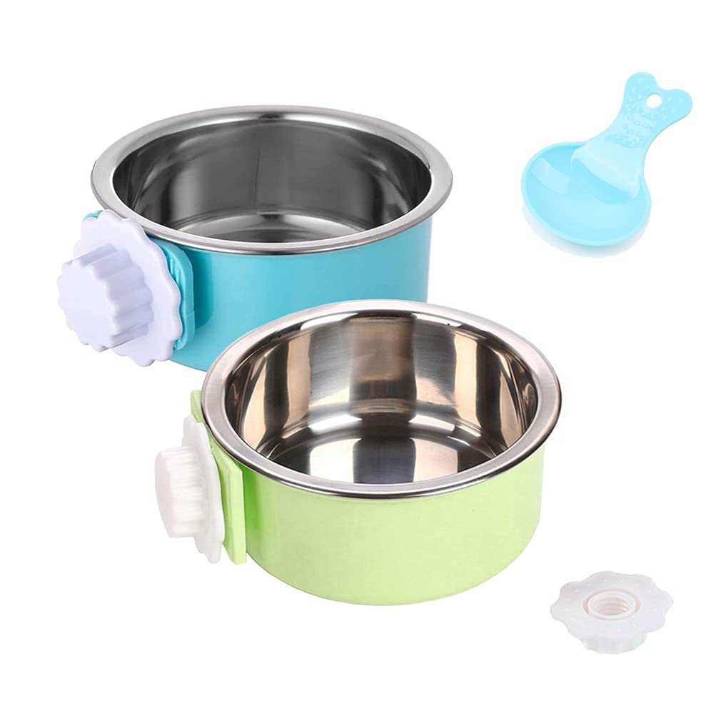 Luck Dawn Stainless Steel Removable Hanging Pet Bowl - Crate Food & Water Dish for Dogs, Cats, Rabbits, Birds & Small Animals - Secure Bolt Holder Design - Small (2-Pack) - Perfect for Travel, Kennels & Outdoor Use