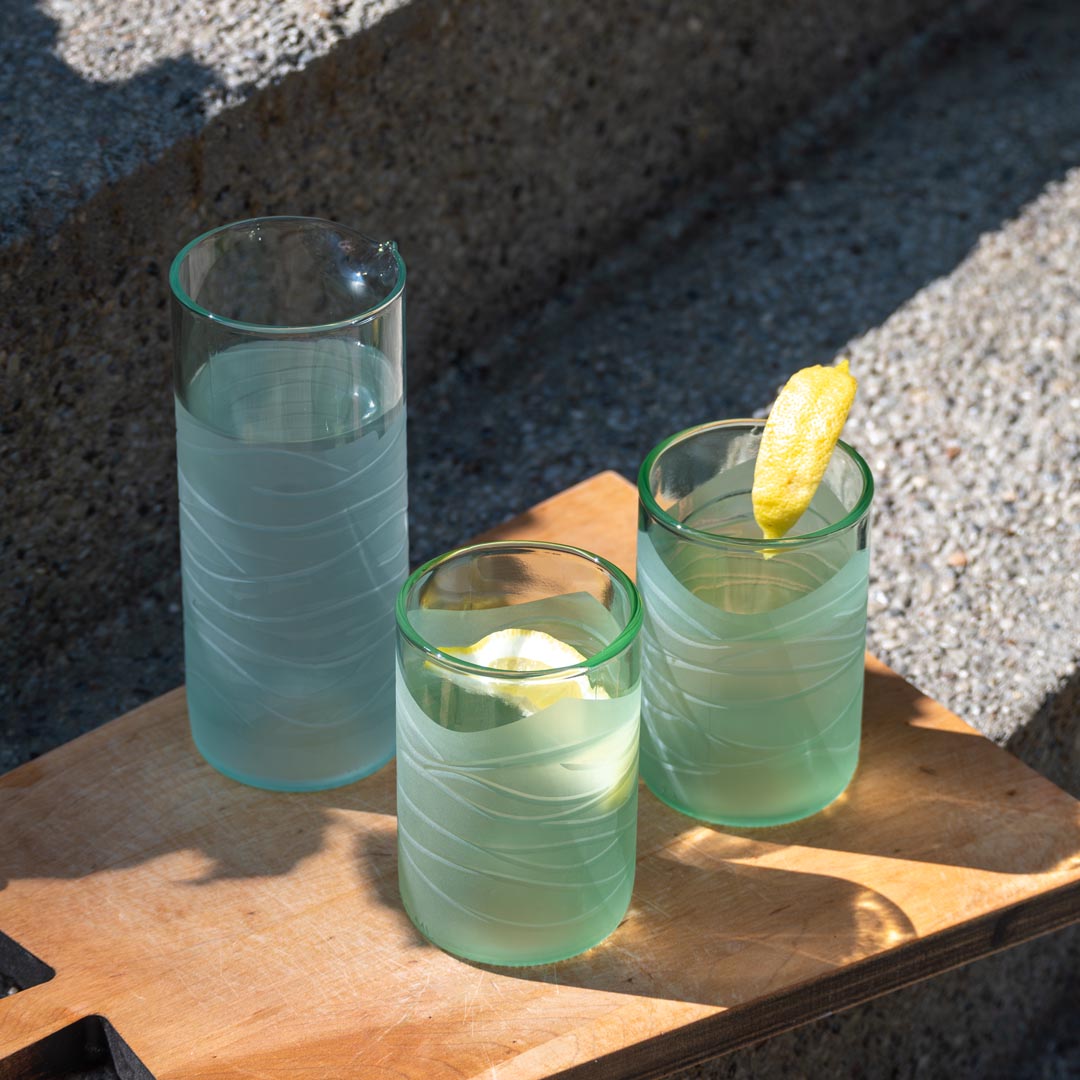 Premium 16oz Glacier Glass Water Pitcher Set of 4 - BPA-Free, Durable & Elegant Pitchers for Iced Tea, Lemonade, Juice & Water - Perfect for Parties, Restaurants & Home Use
