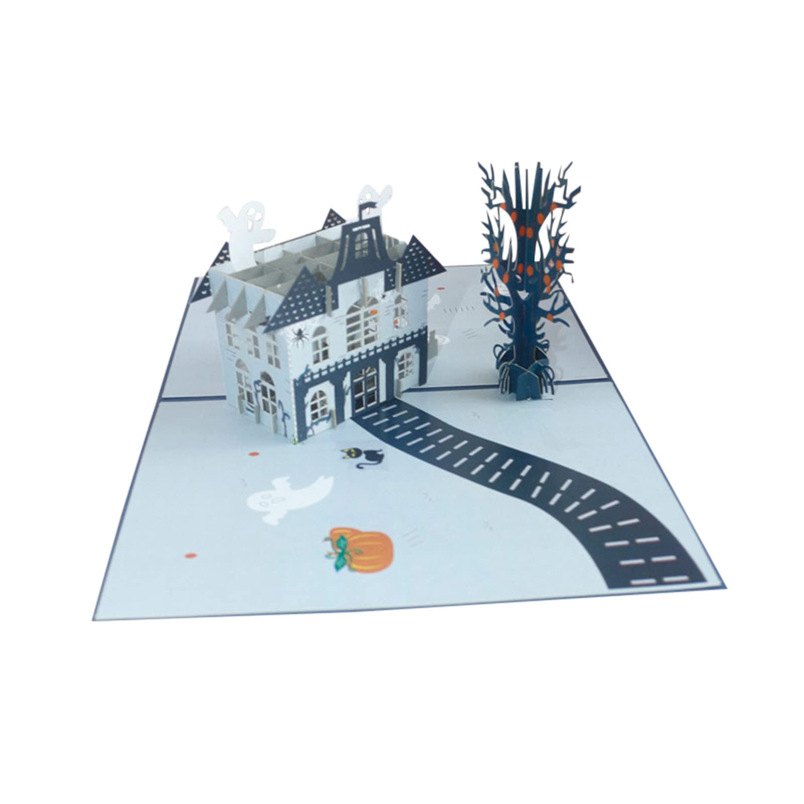 3D Halloween House Tree Greeting Card - Creative Paper-Cut Birthday Gift Box for Dog Lovers - Multicolor Home Decor for Party, Holiday & Seasonal Decoration