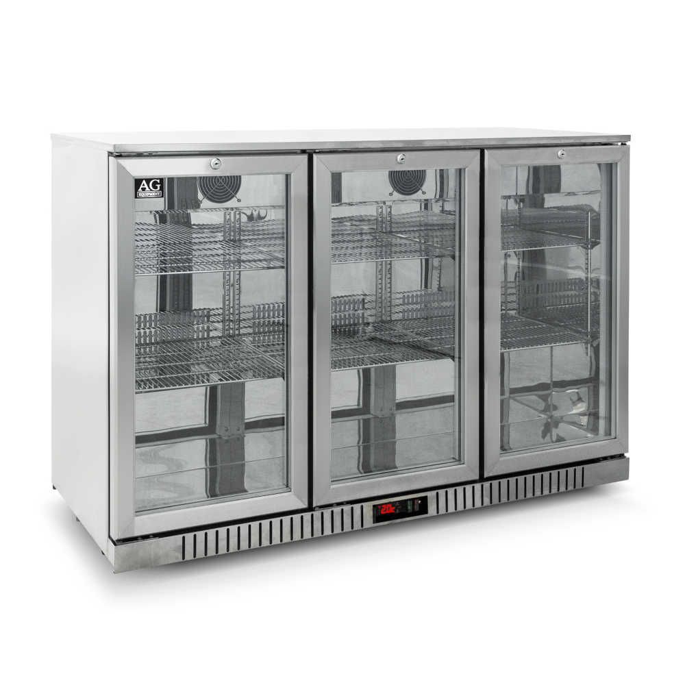 AG 3-Door Commercial Bar Refrigerator - Stainless Steel Body & Doors (3SBR H) - Perfect for Restaurants, Bars, and Home Entertaining