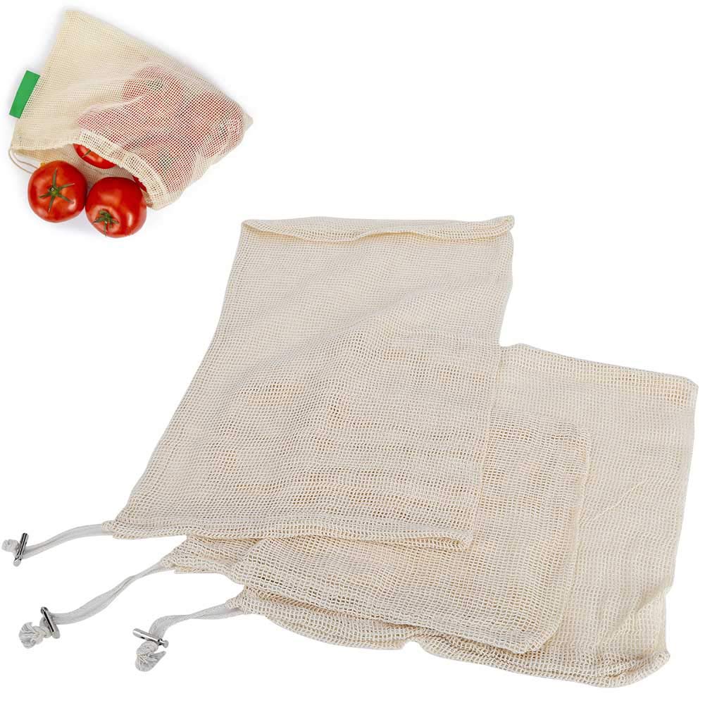 Kuuleyn 9-Piece Reusable Cotton Mesh Storage Bags - Washable Drawstring Organizer for Fruits, Snacks, Shopping & Beach Trips - Eco-Friendly Food & Produce Bags for Groceries, Picnics and Travel