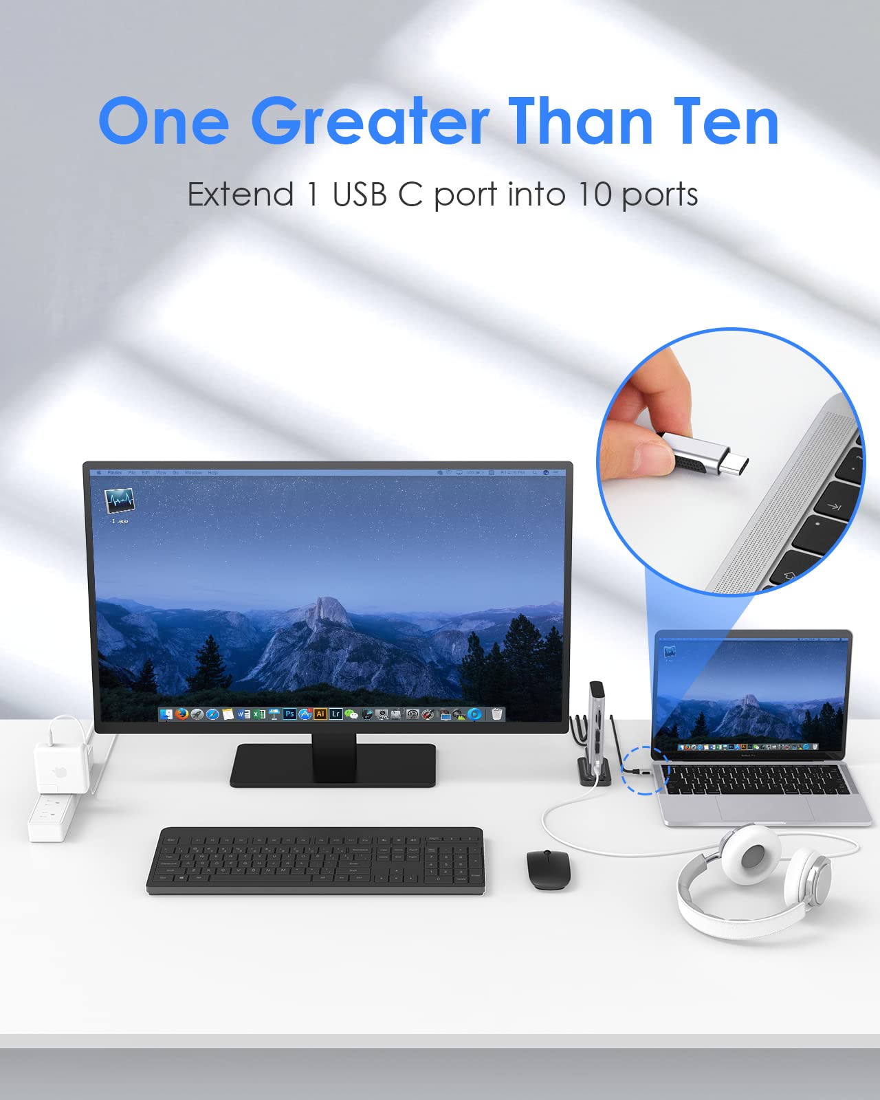 LENTION USB C Docking Station 100W Power Delivery - 4K HDMI, VGA, Gigabit Ethernet, SD/TF Card Reader, 3 USB 3.0 Ports, 3.5mm Aux Adapter for MacBook Pro/Air, Surface, Steam Deck, Dell, HP (CB-D55, Silver) - Perfect for Home Office, Gaming & Multi-Monitor Setup