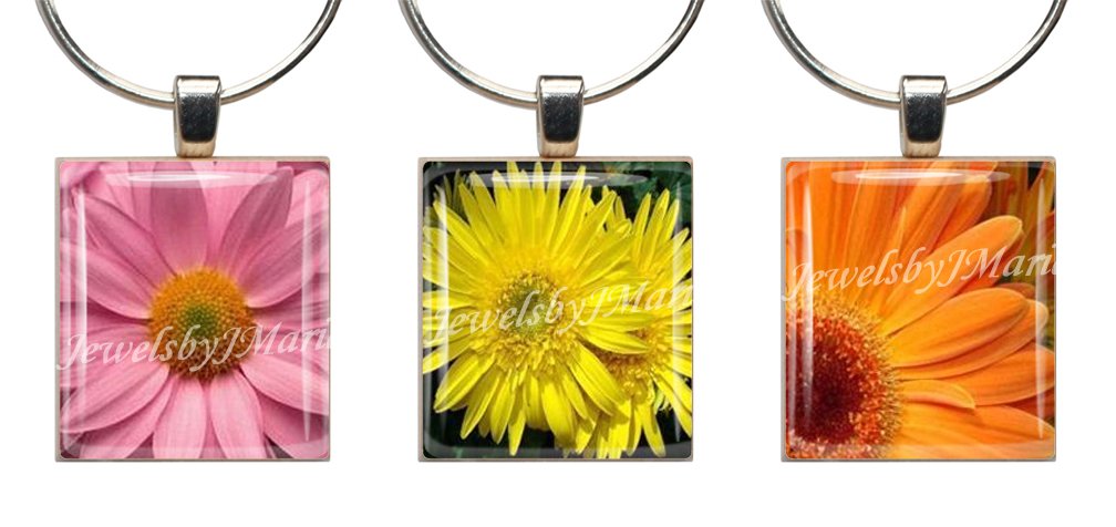 Dancing Daisies Scrabble Tile Wine Glass Charms - Set of 3 Stemware Markers for Wine Glasses | Perfect for Parties, Bridal Showers & Gift Giving